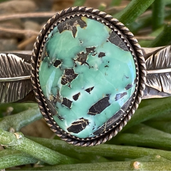 Appaloosa Designs Jewelry - Prince Variscite Sterling Feather Cuff